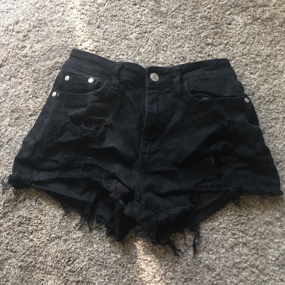 Black high rise shorts